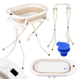 אמבטיית סיליקון מתקפלת – מעמד מתקפל ומד חום, בז׳ | אמבטיה לתינוק