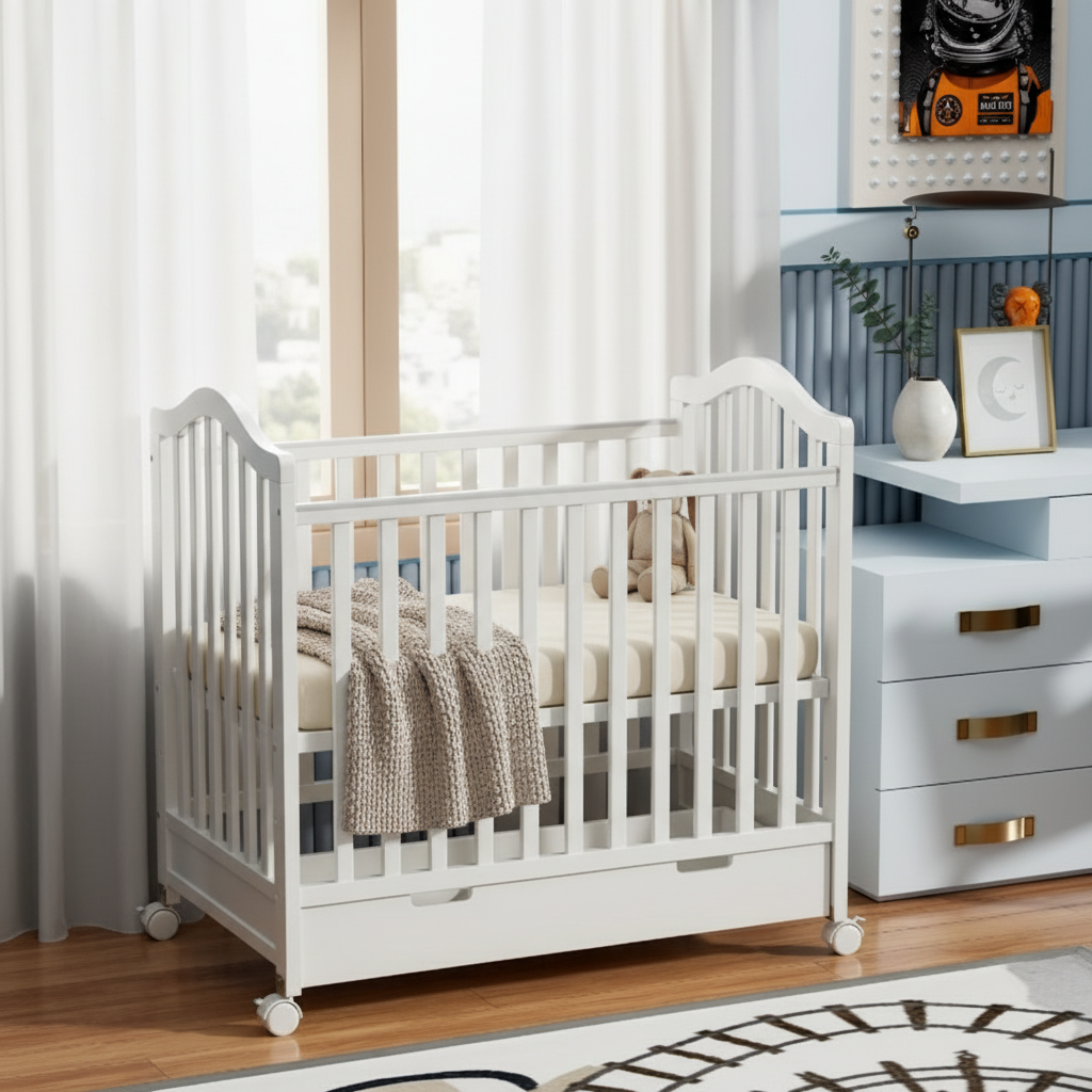 מיניגו – סט מיטה ושידה | חדר תינוק לבן