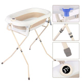 אמבטיית סיליקון מתקפלת ענקית עם מעמד צבע בז׳